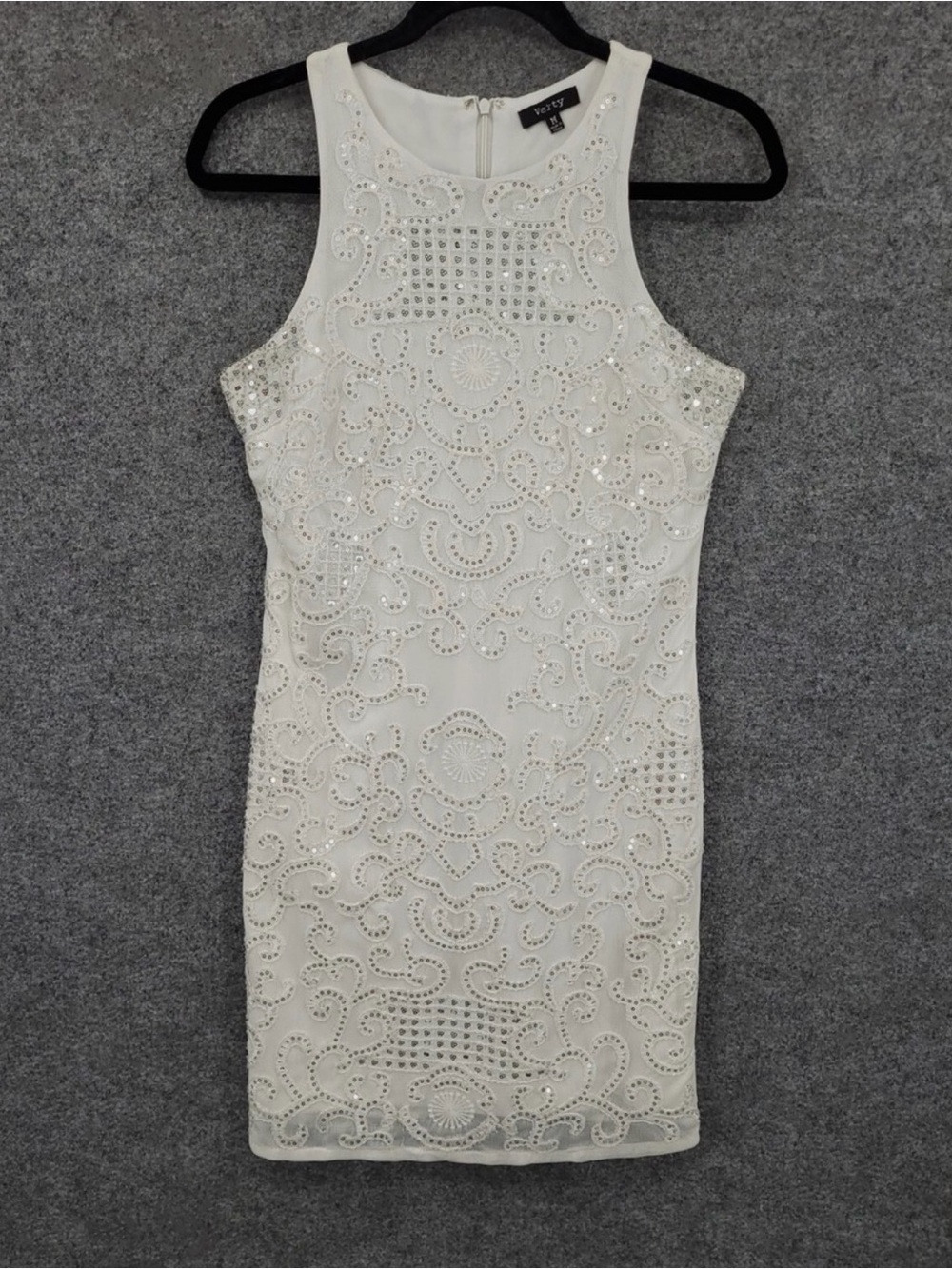 Verty White Embellished Mini Dress